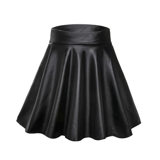 High Waist Elastic Mini Short Skirt Women Faux Leather Skirts