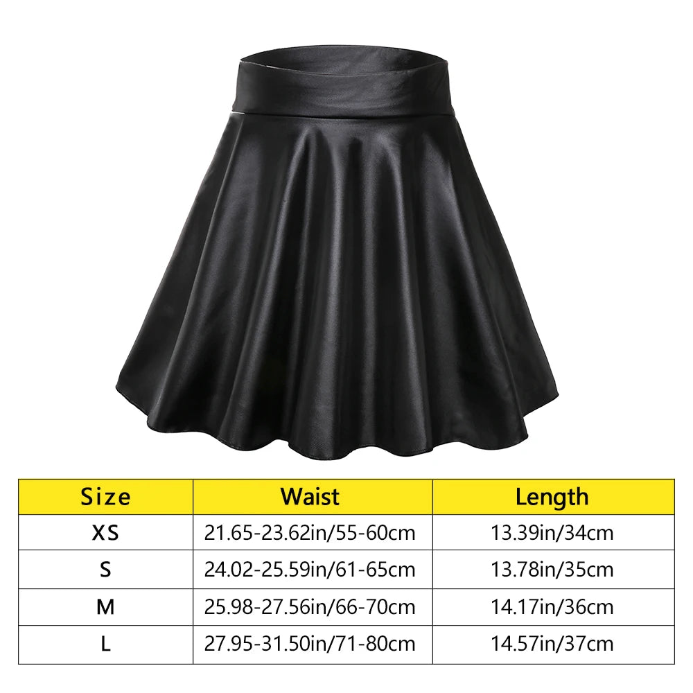 High Waist Elastic Mini Short Skirt Women Faux Leather Skirts